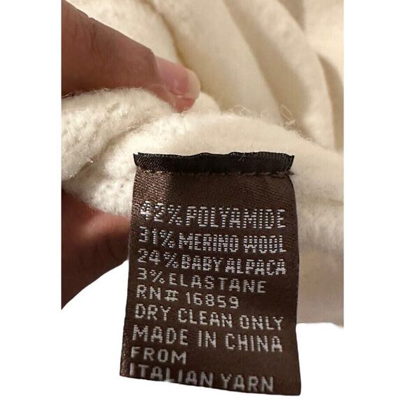 J. McLaughlin Marais Wool & Alpaca Blend Crew Neck Cream Sweater Size L NWT - Picture 7 of 7